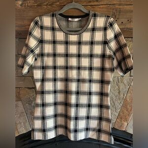 MM Lafleur Beautiful Black & White Plaid Sweater Top